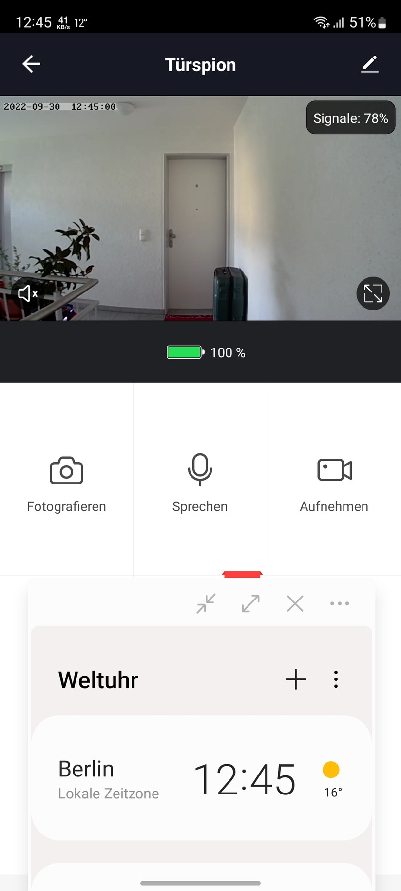 Digitaler Türspion Tmezon MZ-DV11 wird über die Tuya-App gesteuert.