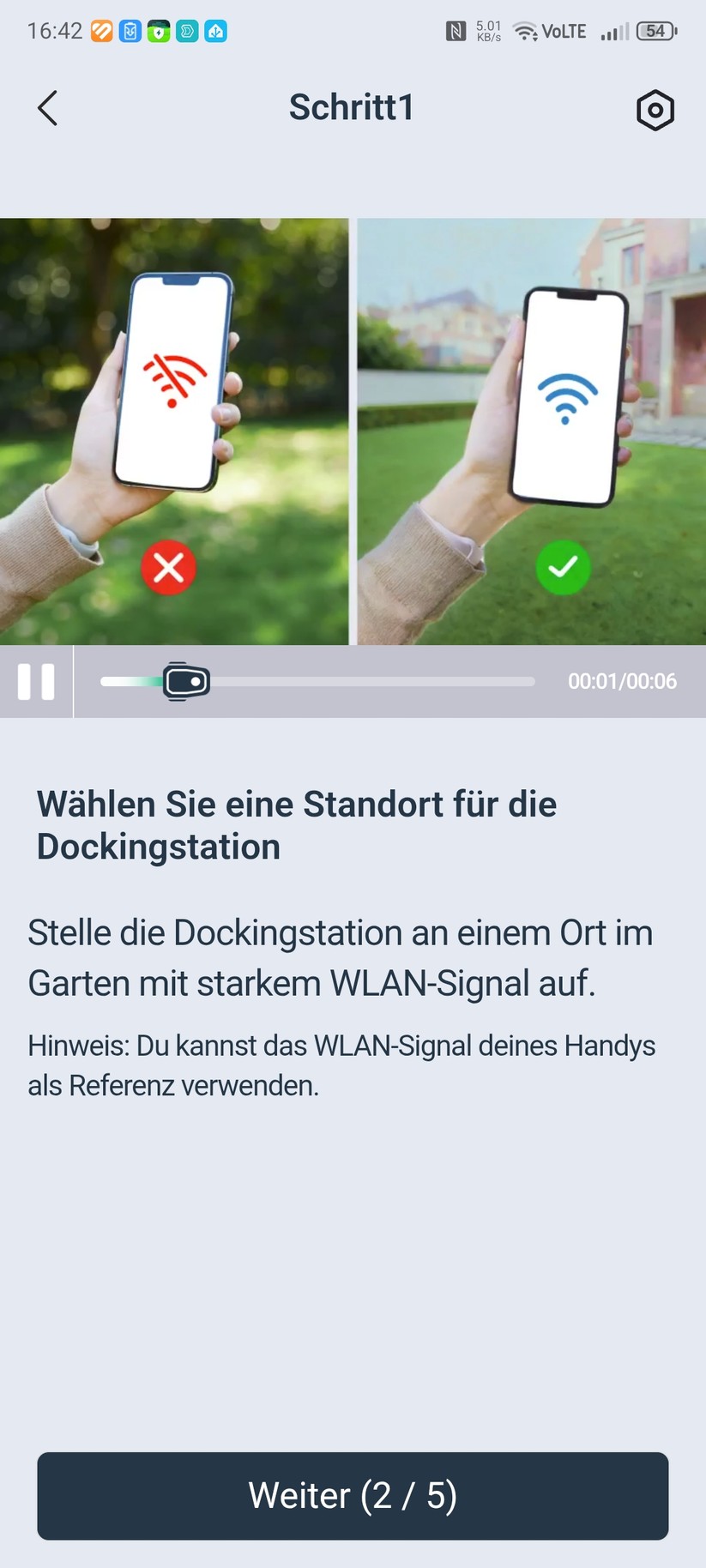 Die App bietet eine detaillierte Montageanleitung, sodass man das Handbuch dafür nicht benötigt.