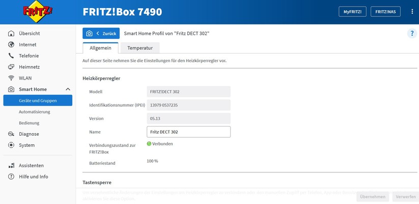 Fritzdect 302: Um alle Funktionen des AVM-Thermostats nutzen zu können, müssen Anwender die Fritzbox-Oberfläche verwenden.