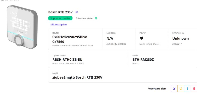 Bosch Raumthermostat II: Für die direkte Integration in Home Assistant ohne Bosch-Hub muss man beim Anlernen den Zigbee-Code hinzufügen. Erst damit erscheinen sämtliche Entitäten des Geräts unter Home Assistant.