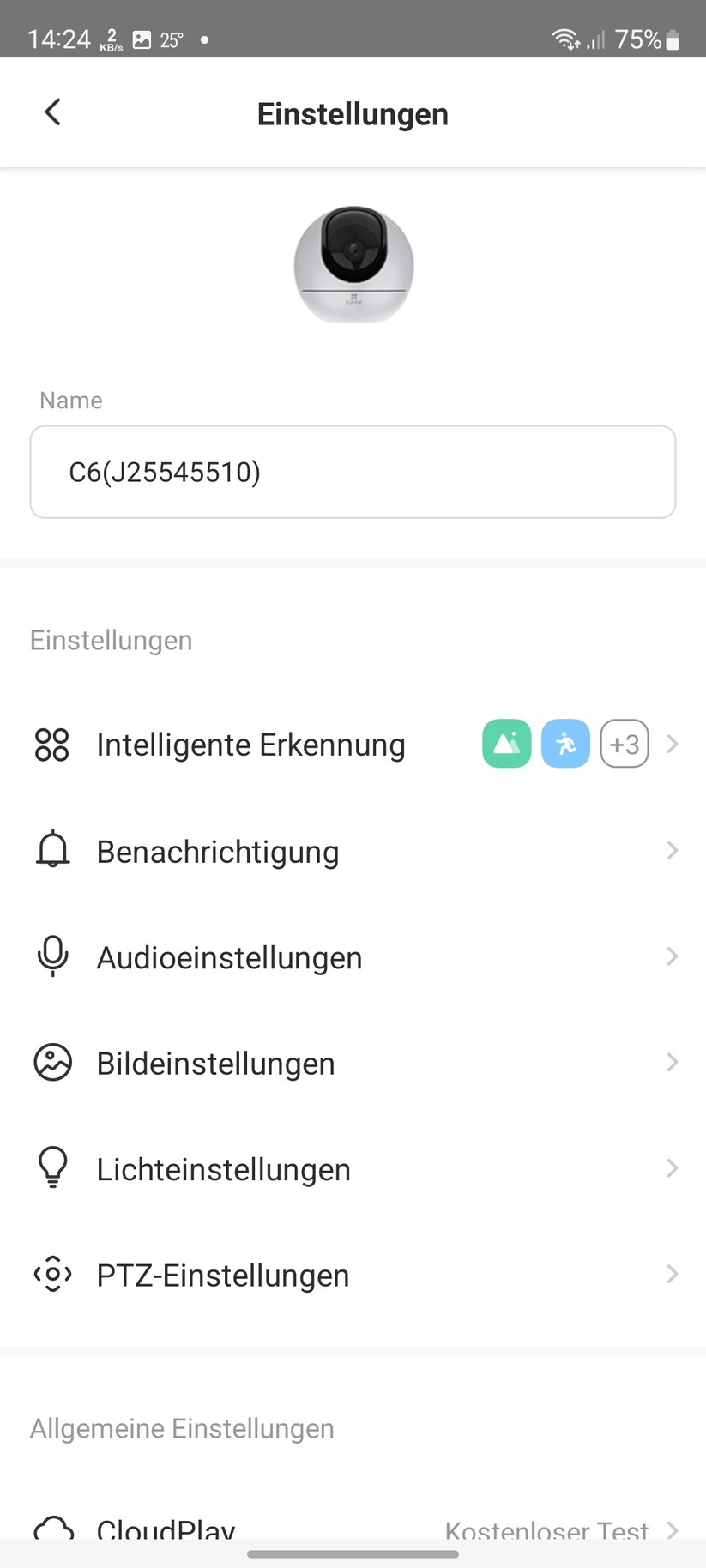 Ezviz C6 2K+: Einstellungen