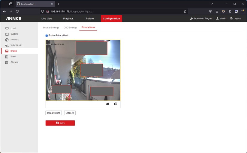 Annke NC500: Zugriff mit Browser unter Windows. Unter macOS und Linux steht der Livestream beim Zugriff mit einem Browser nicht zur Verfügung.