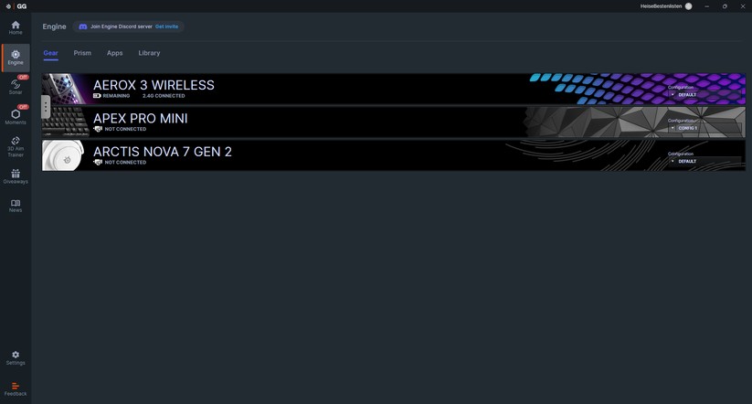 Steelseries Aerox 3 Wireless - Bilder App