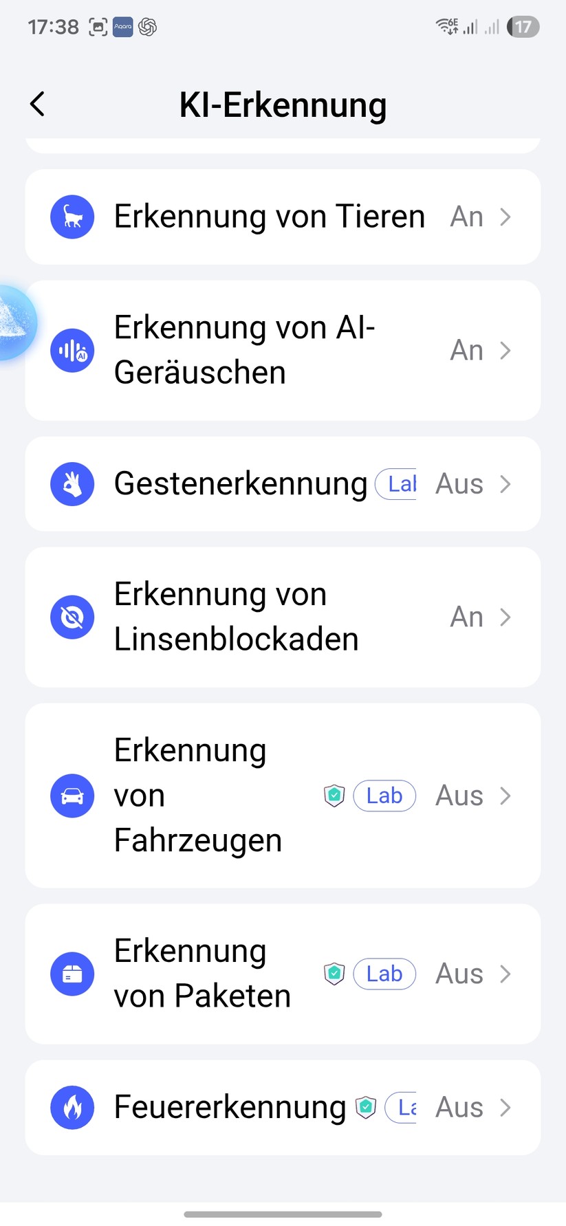 Die Steuerung der Überwachungskamera erfolgt mit der Aqara-App. Damit kann man sie auch für Automatisierungen nutzen.