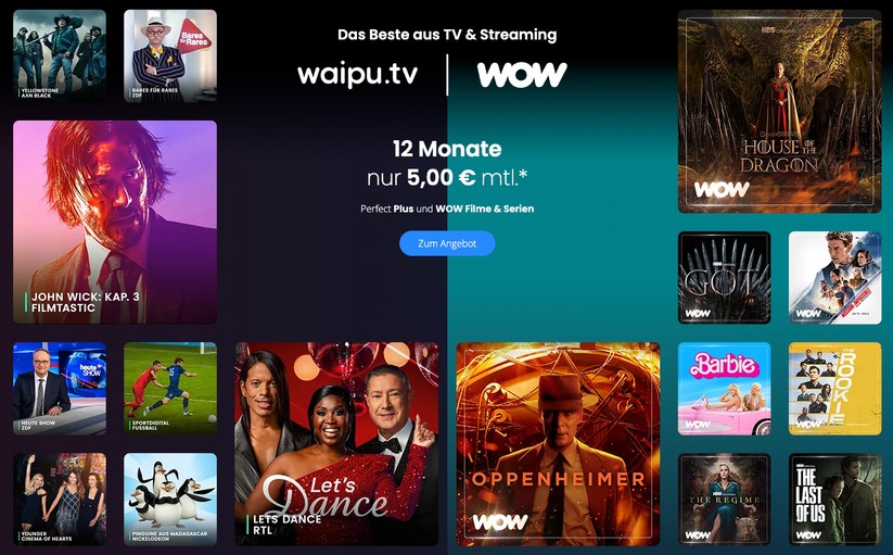 Waipu.tv mit Wow Serien und Filme