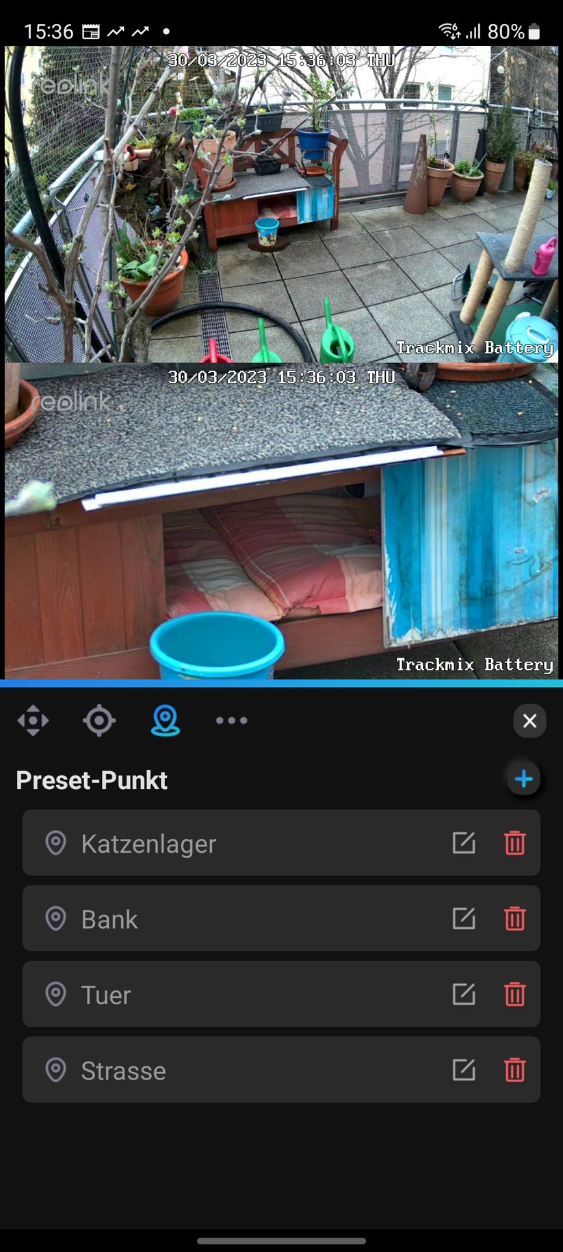 Reolink Trackmix Akku: App-Oberfläche und Beispiel-Bilder