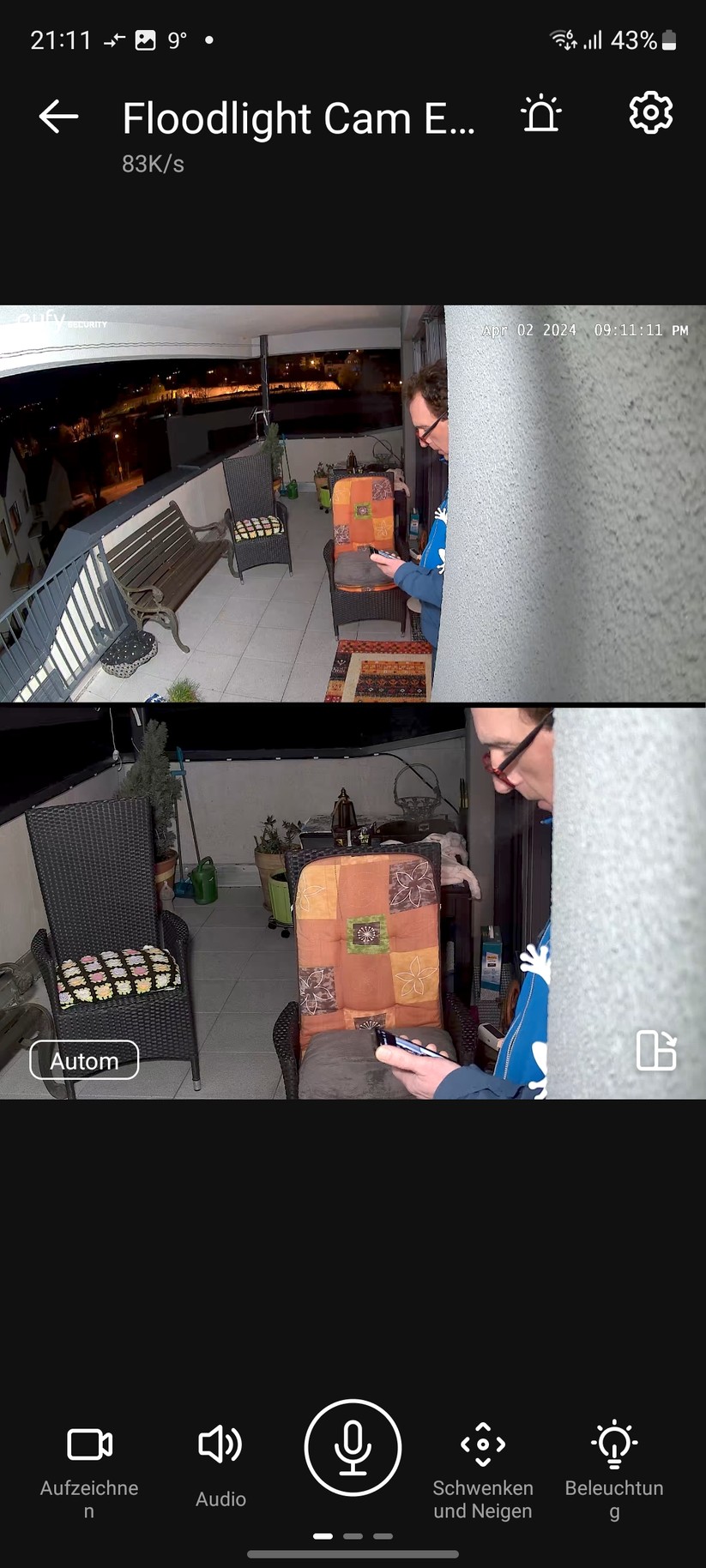 Eufy Floodlight Cam E340: Aufnahmen