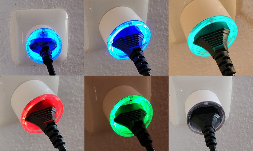 Die neue smarte Shelly-Steckdose Plus Plug S bietet gegenüber der alten Variante einen LED-Ring mit erweiterten Möglichkeiten. Anwender können nun selbstdefinierte Farben zum Leuchten bringen, je nachdem, ob das Gerät ein- oder ausgeschaltet ist oder wie viel Leistung es abgibt. Einen Nachtmodus gibt es ebenfalls. Die Helligkeit lässt sich in allen drei Fällen regulieren.