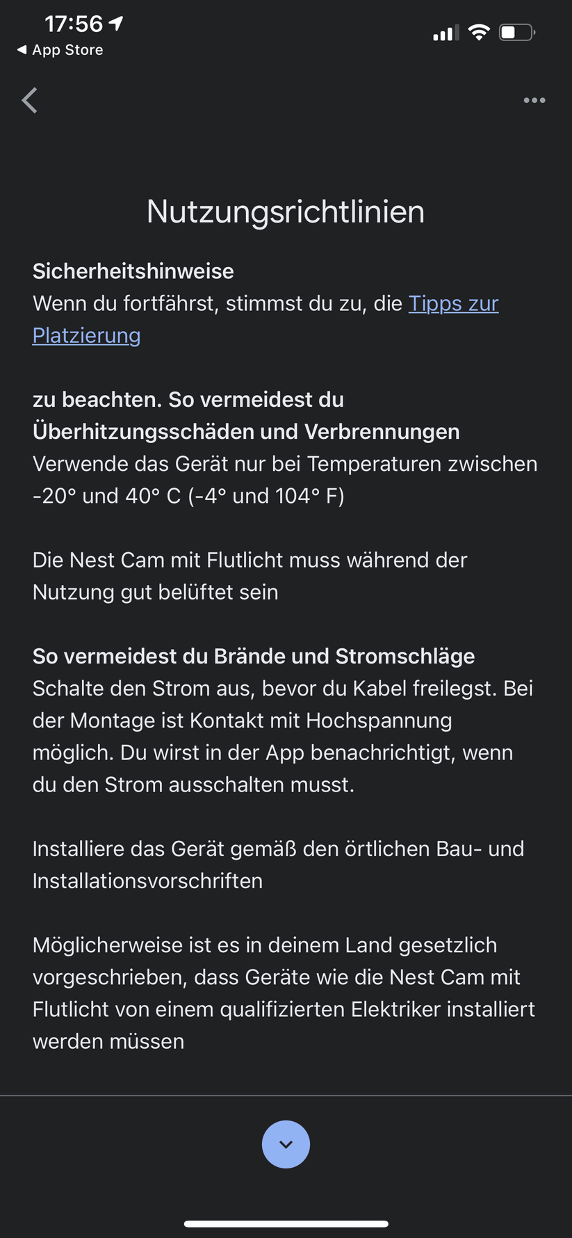 Google Home App für Nest Floodlight 