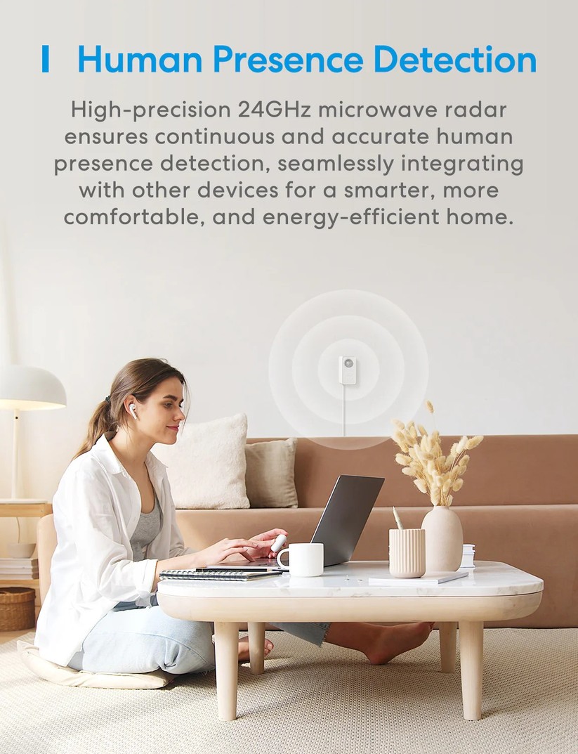 Präsenzmelder Meross MS600 mit Matter-Support und mmWave-Radar- und PIR-Sensor