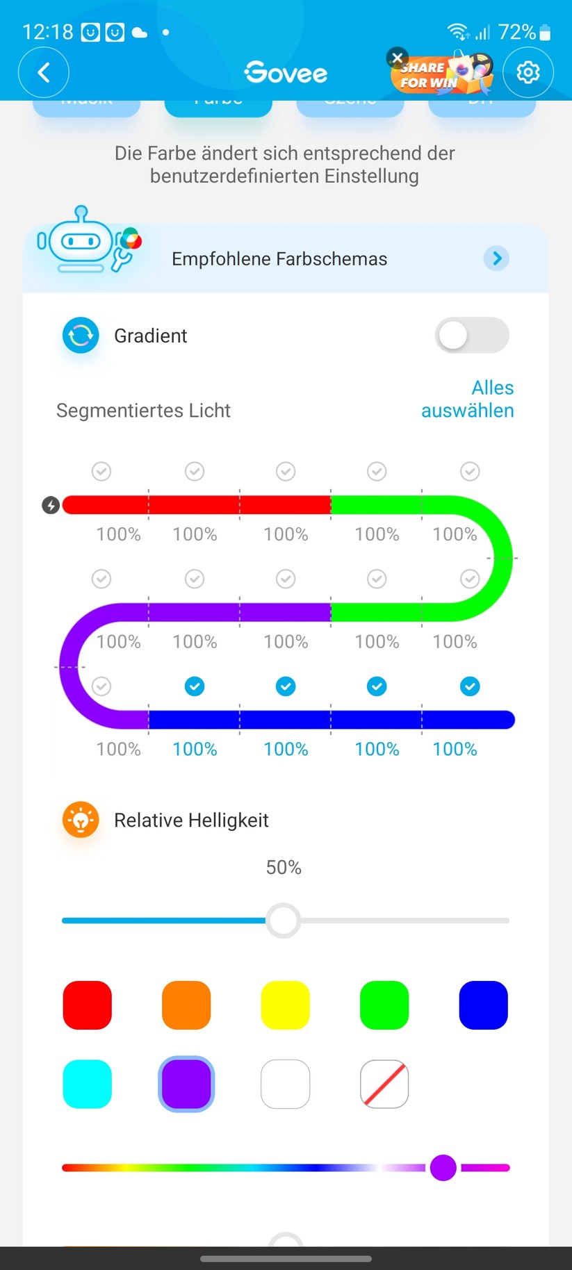 Govee RGBIC-LED-Streifen: App