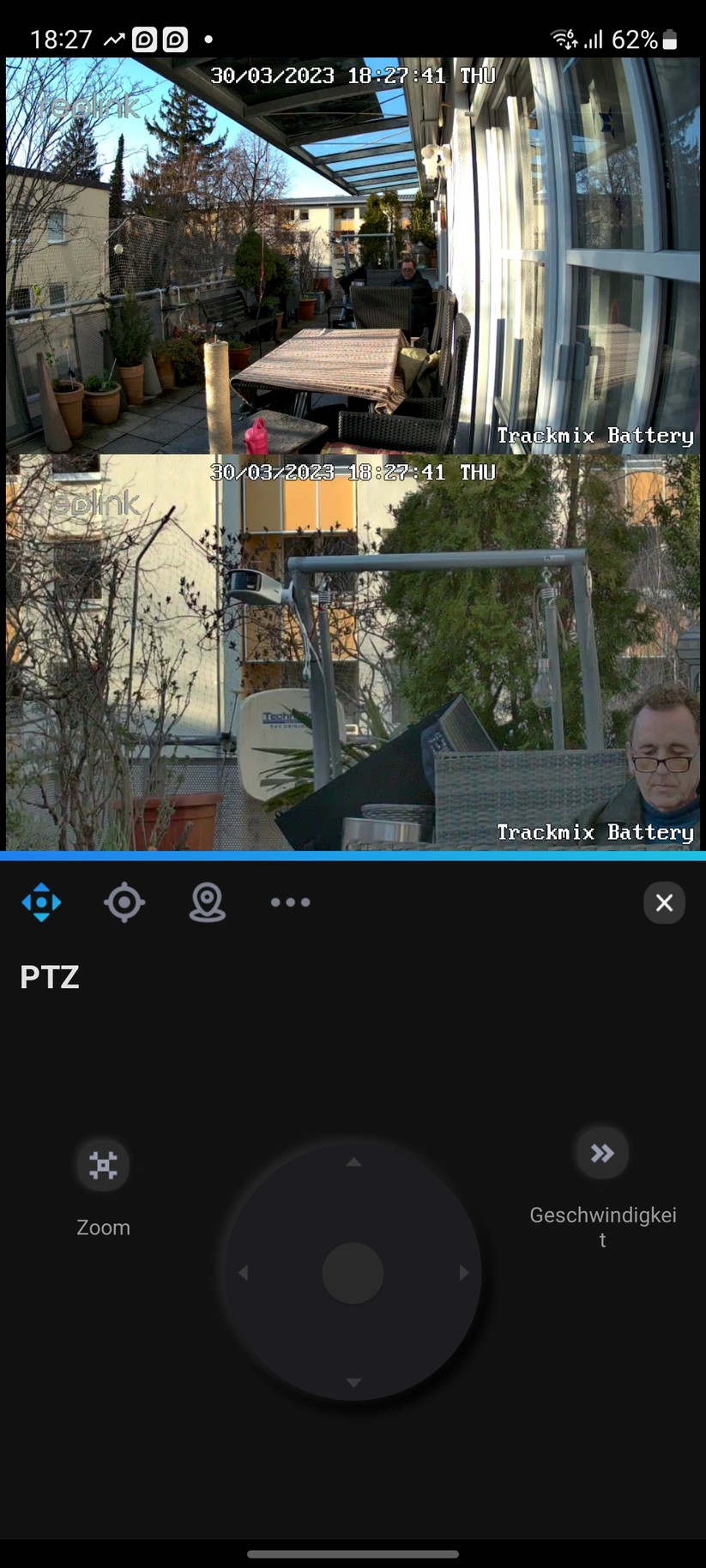 Reolink Trackmix Akku: App-Oberfläche und Beispiel-Bilder