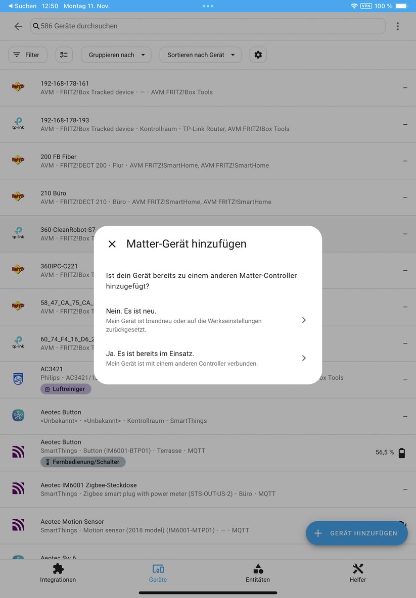  Integration per Matter in Home Assistant