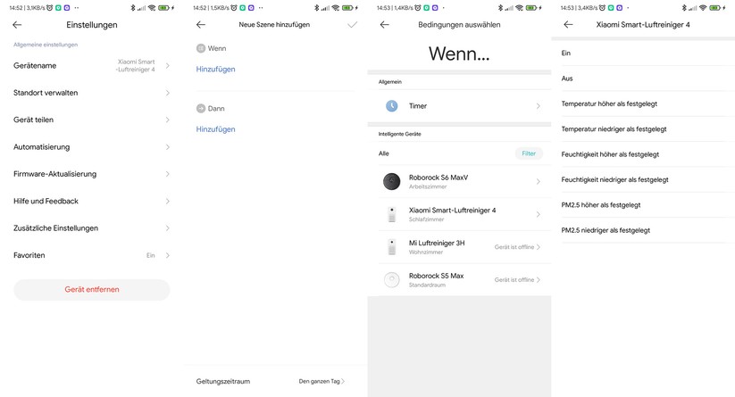 Xiaomi Smart Air Purifier 4: Automatisierung