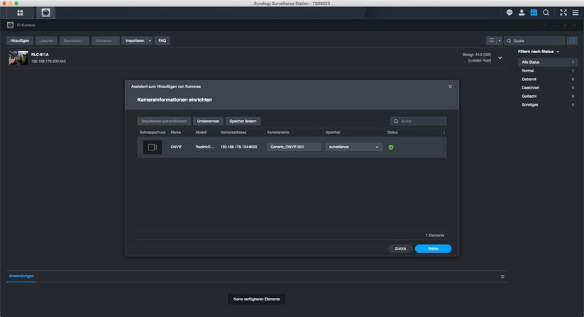 Reolink Duo Floodlight PoE: Synology Surveillance Station