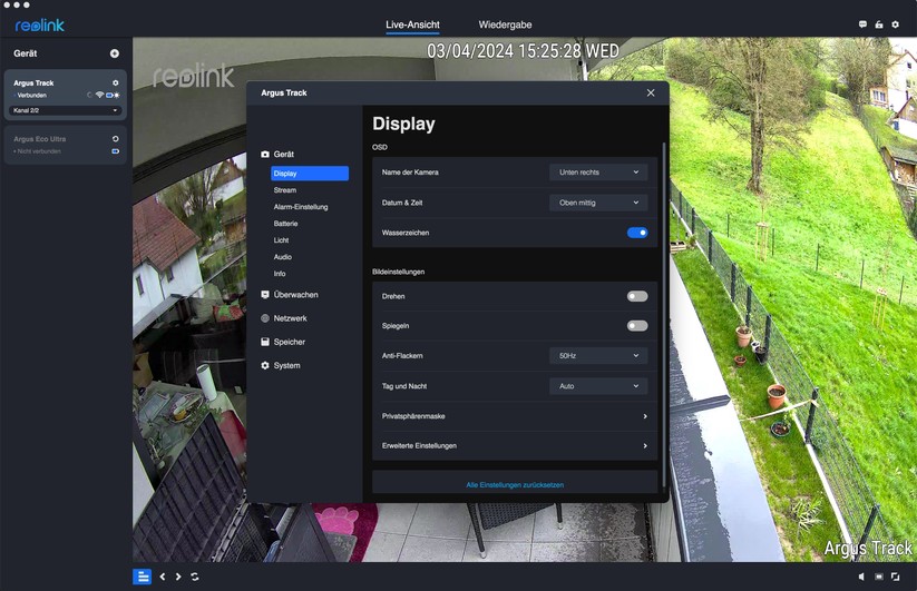 Reolink Argus Track: Konfiguration mit Desktop-App