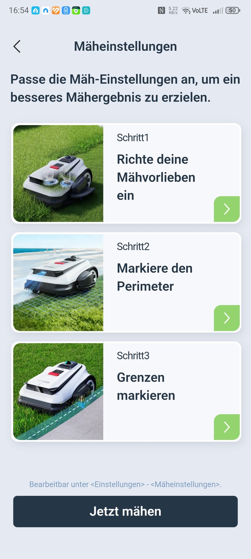 Der Ecovacs Goat A3000 LiDAR bietet eine automatische Kartierung, die allerdings nur funktioniert, wenn die Rasenfläche klar abgegrenzt ist. In unserem Test-Garten mit offenen Übergängen kartieren wir manuell. Die Methode liefert in jedem Fall die präziseren Ergebnisse.