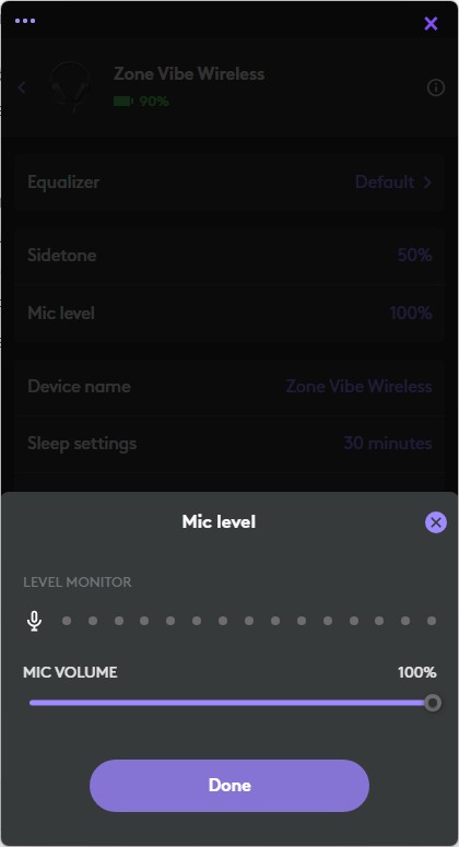 Logitech Zone Vibe Wireless - Bilder App