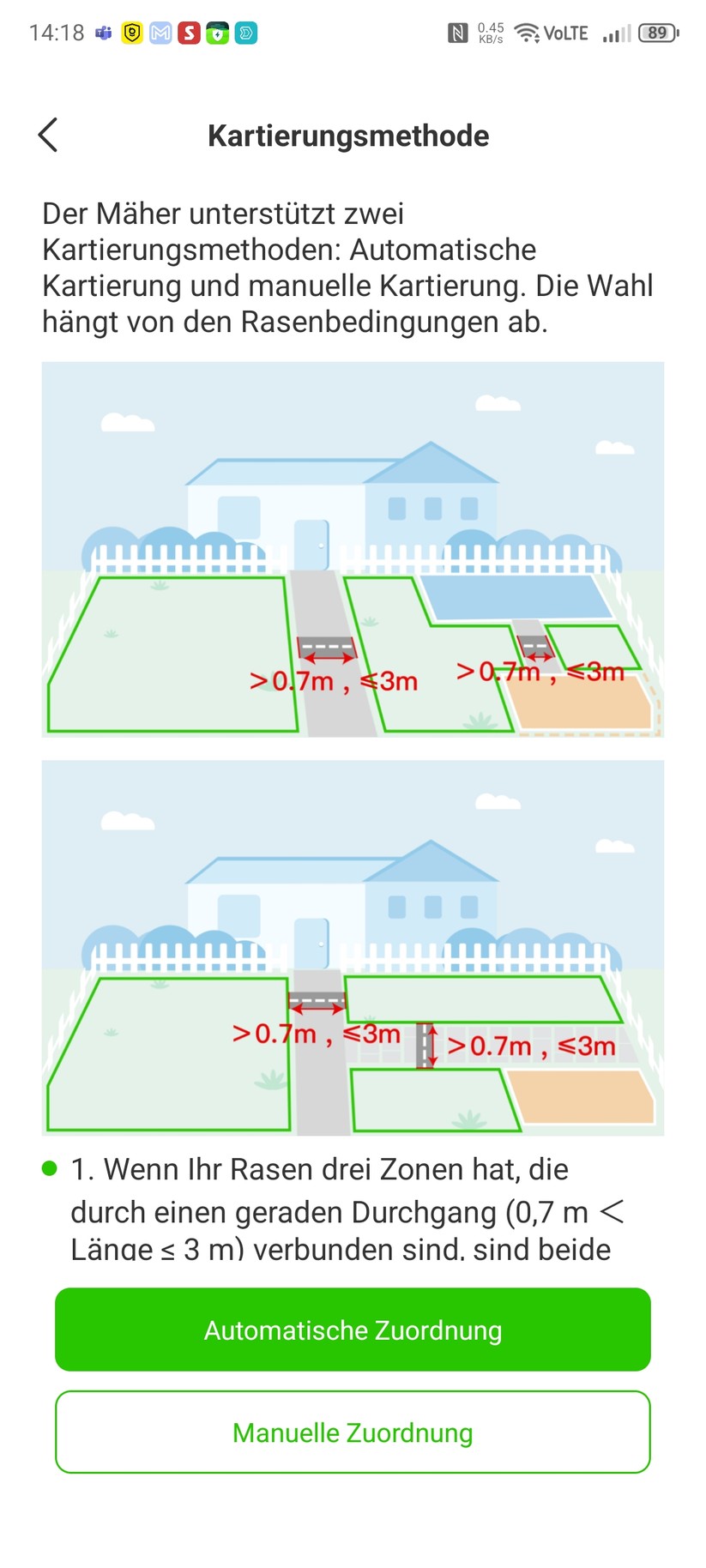 Roboup Raccoon 2 SE: Die Roboup-App liegt auf Deutsch und ist übersichtlich, sodass man den Mähroboter leicht konfigurieren und Zeitpläne erstellen kann.
