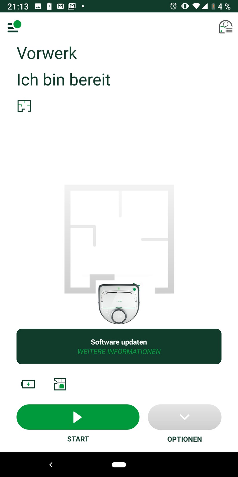 Startseite der App …