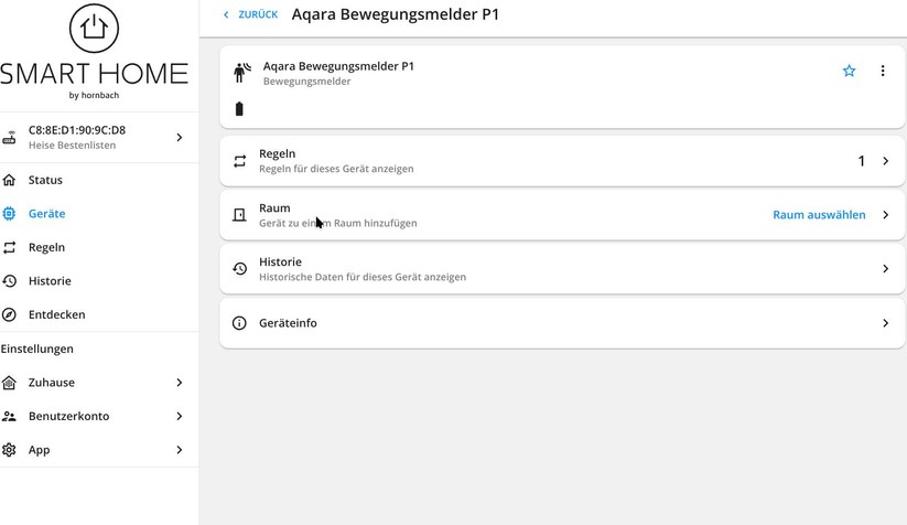 Über smarthomebyhornbach.com können Anwender ihr Smart Home bequem vom Desktop aus verwalten. Die Web-Oberfläche bietet die gleichen Funktionen wie die App.