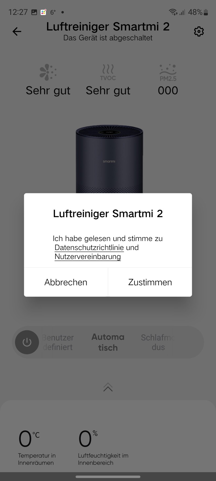 Mit der App Smartmi Link ist die Inbetriebnahme des Luftreinigers nach wenigen Minuten abgeschlossen.