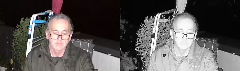 Die Qualität der Aufnahmen bei Nacht lässt zu wünschen übrig. Mit Infrarot sind Gesichter überbelichtet und generell sind die Bilder unscharf.