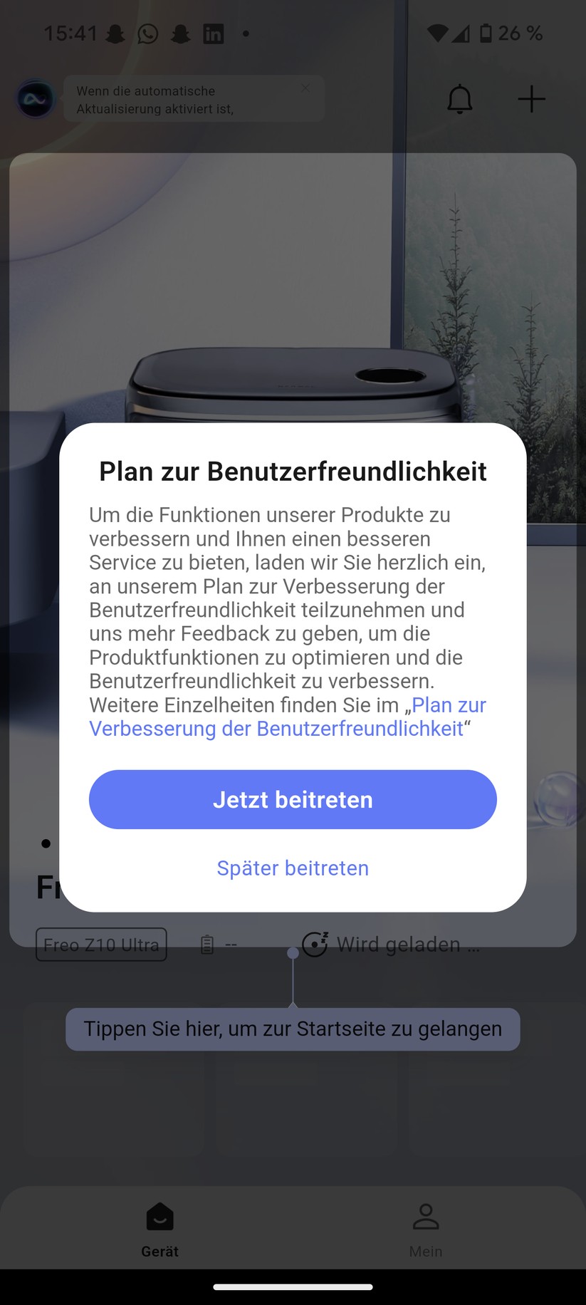 Narwal Freo Z10 Ultra – App