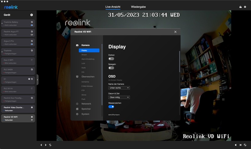 Reolink Video Doorbell WiFi/PoE: Desktop-App