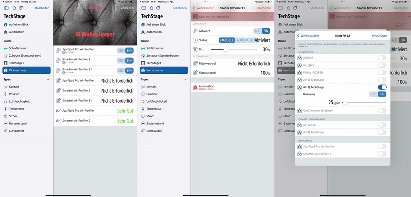 Smartmi Luftreiniger E1: App, Homekit, Automatisierungen, Leistungsaufnahme