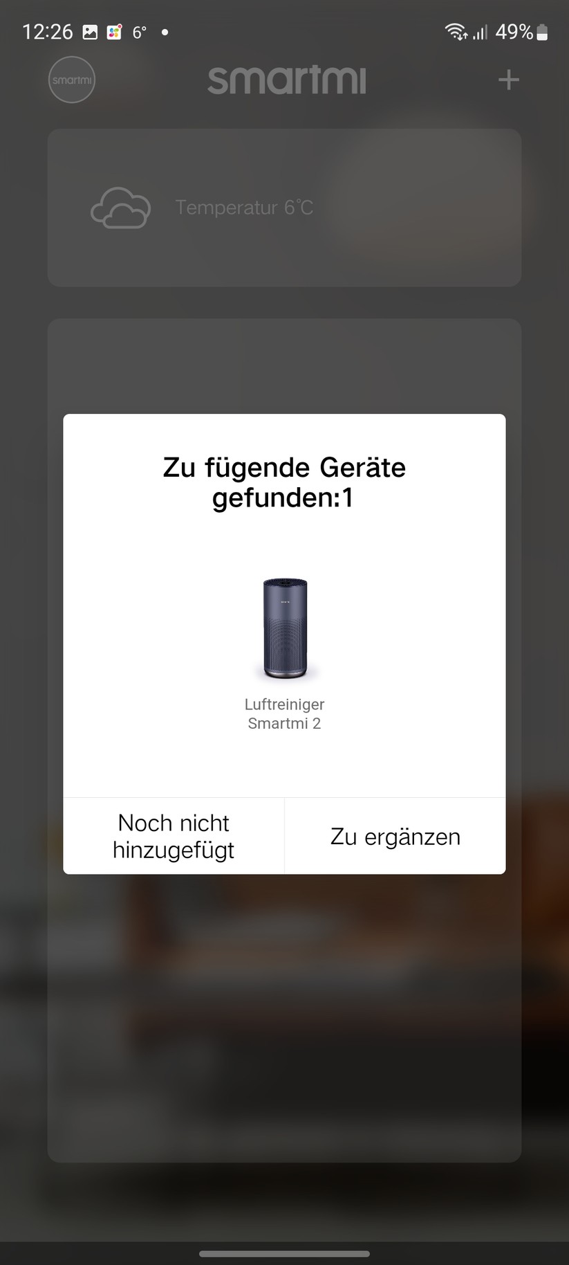 Mit der App Smartmi Link ist die Inbetriebnahme des Luftreinigers nach wenigen Minuten abgeschlossen.