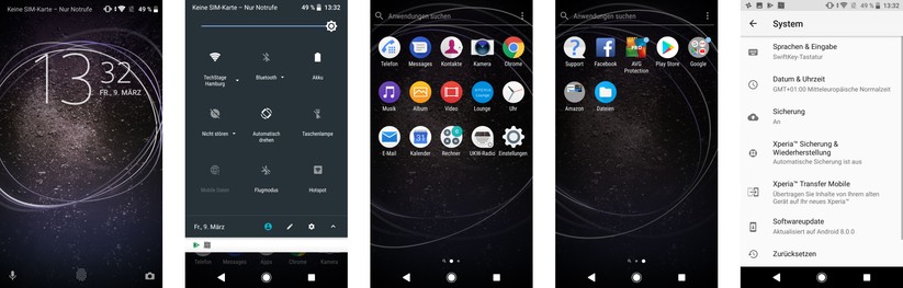 Die Software des Xperia XA2 Ultra