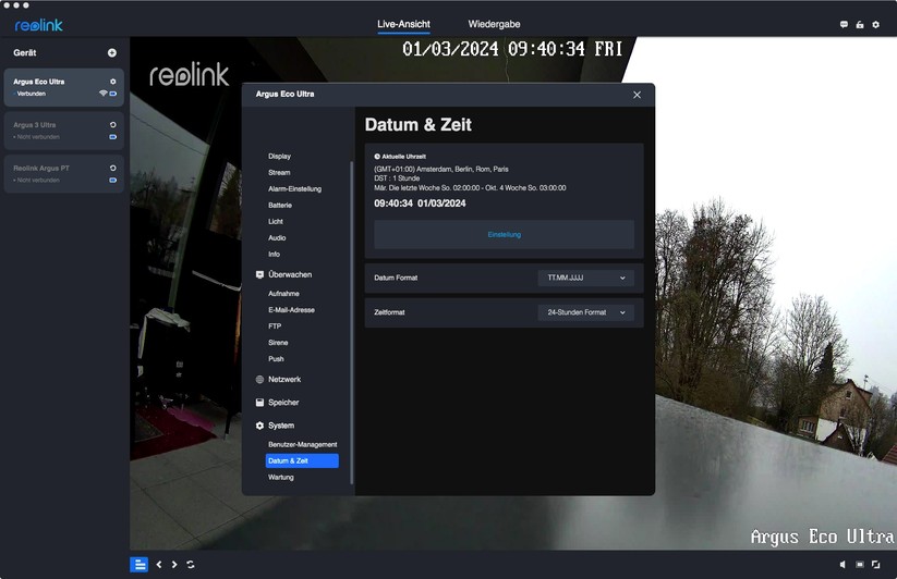 Reolink Argus Eco Ultra: Einstellungen mit Desktop-App