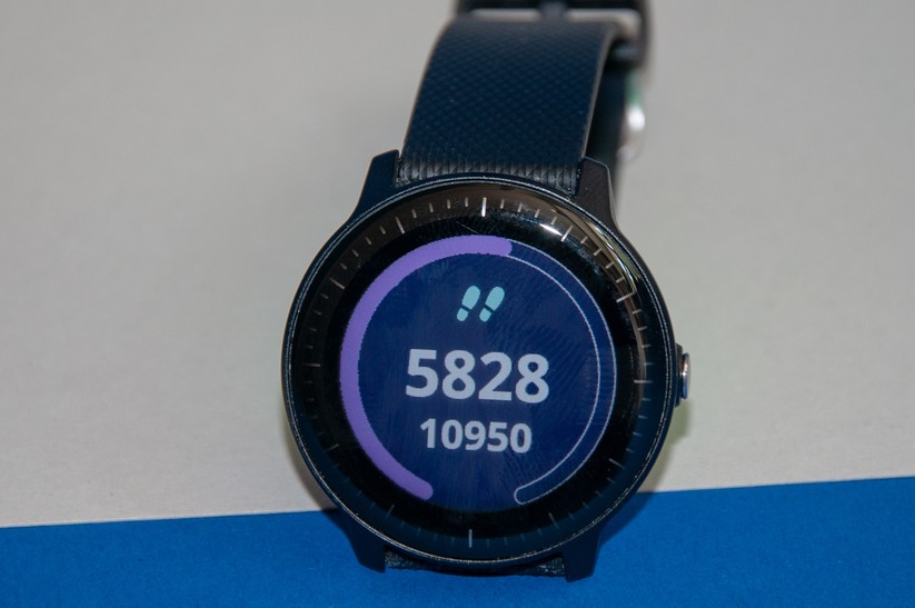 Das Schritt-Widget. Garmin zählt weniger enthusiastisch als etwa Fitbit. 