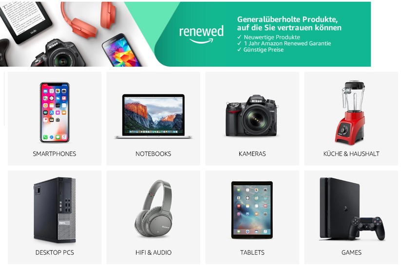 "Fast wie das echte Amazon" – der Renewed-Shop von Amazon bietet sämtliche aktuelle Elektronik.