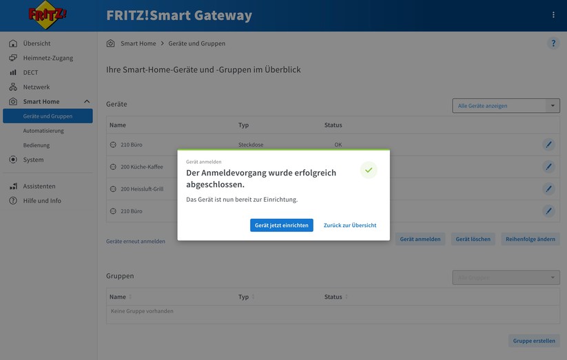 Fritz Smart Gateway: Anlernvorgang für Smart-Home-Geräte