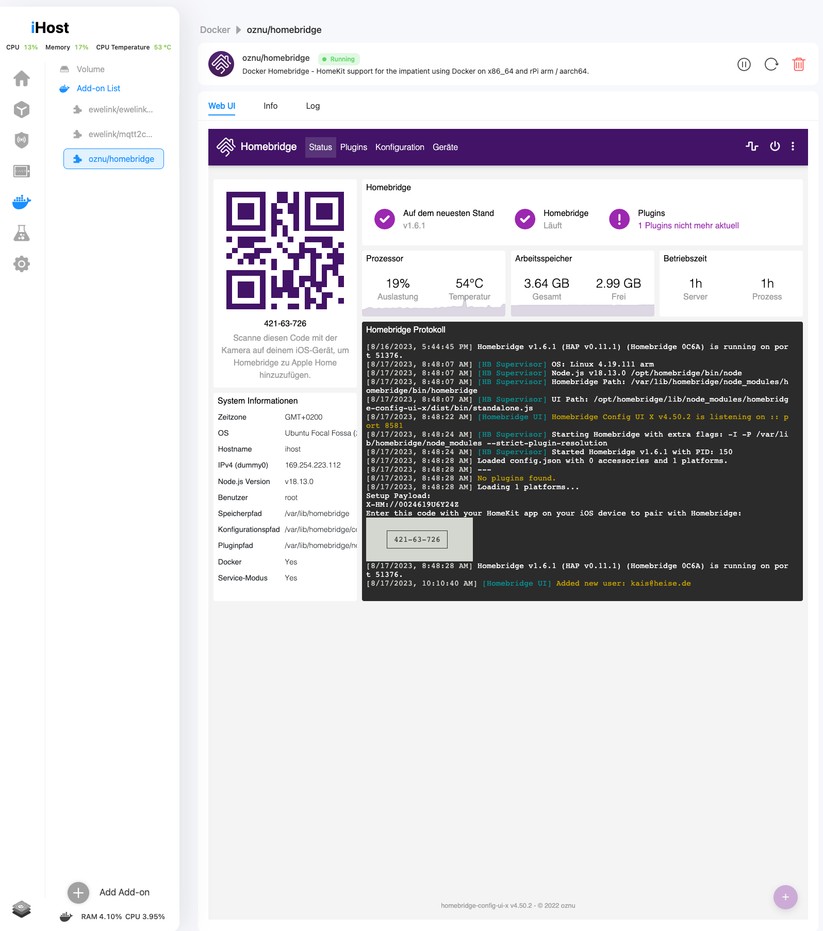 Smart-Home-Zentrale Sonoff iHost: Zigbee, Docker, Homebridge, Node-RED
