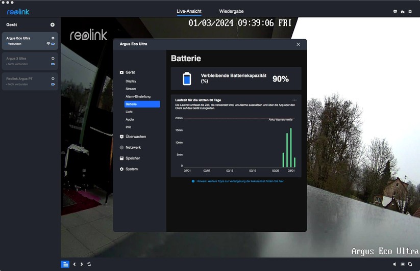 Reolink Argus Eco Ultra: Einstellungen mit Desktop-App