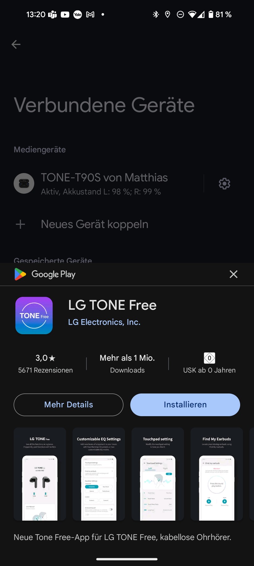 LG Tone Free T90S Screenshots