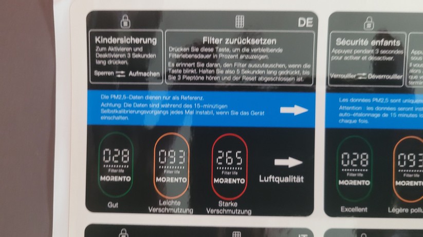 Luftreiniger Morento HY4866 mit App-Steuerung und einer Clean Air Delivery Rate (CADR) von 300 m³/h