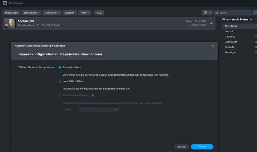 Annke NC500: Inbetriebnahme der PoE-Überwachungskamera mit Synology Surveillance Station mit Hikvision-Profil.
