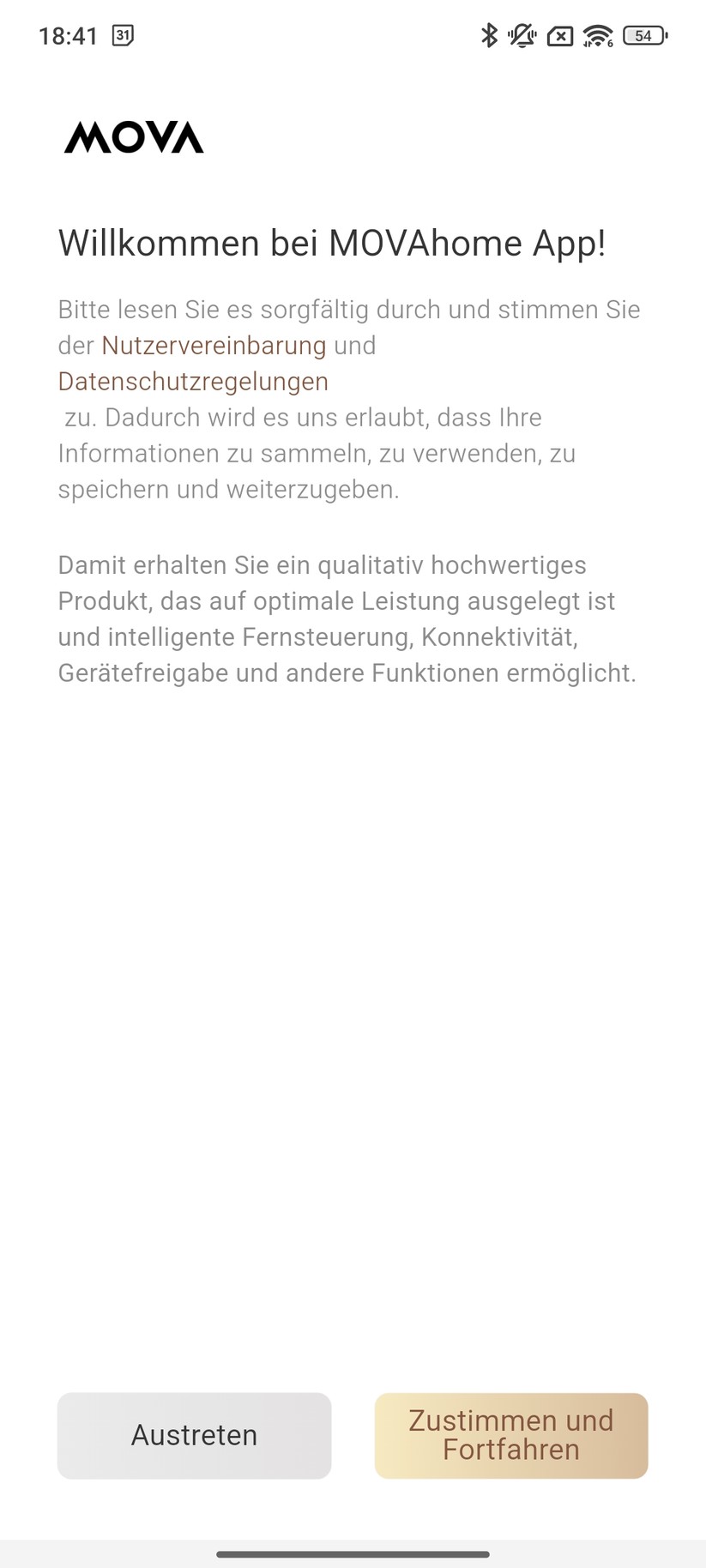 Mova 1000 – Einrichtung