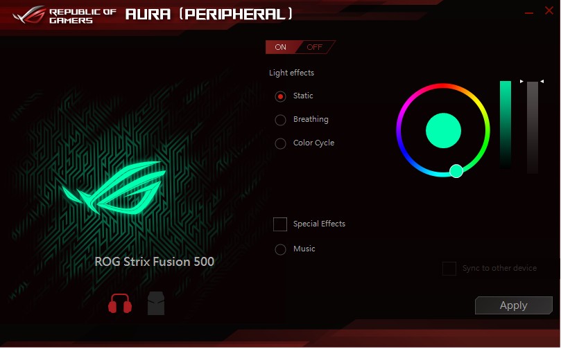 Die Anwendung Aura Sync hilft beim anpassen der Lichteffekte. 