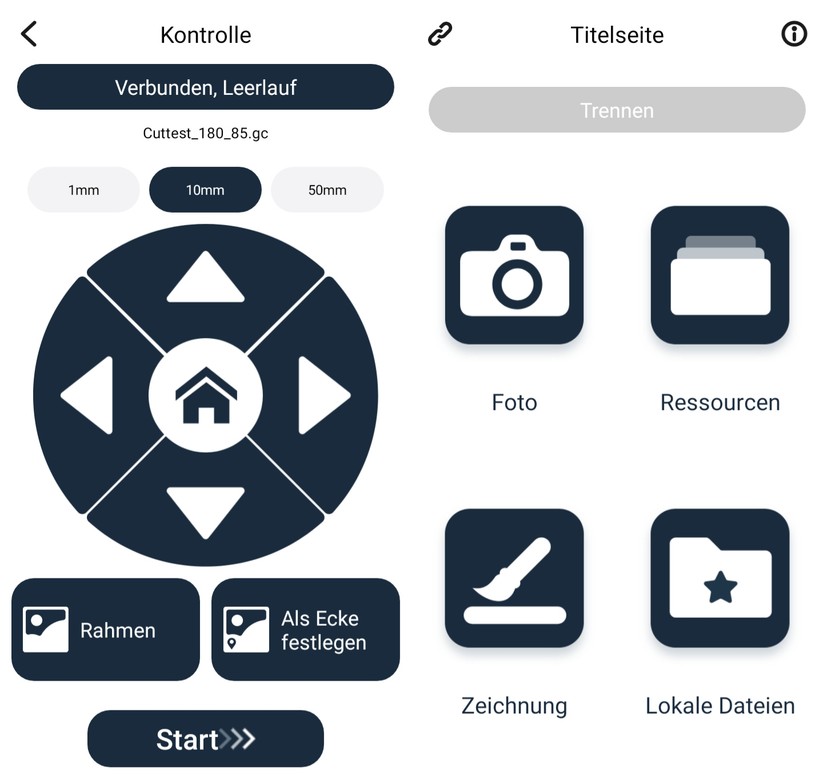 Die Steuerungs-App ist übersichtlich, aber auf grundlegende Funktionen beschränkt.