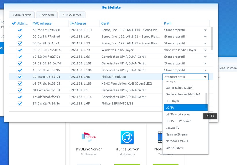 Ein Beispiel wie das System automatisch passende Geräte im Netzwerk findet. 