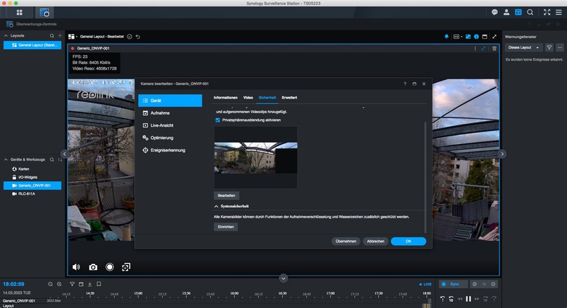 Reolink Duo Floodlight PoE: Synology Surveillance Station