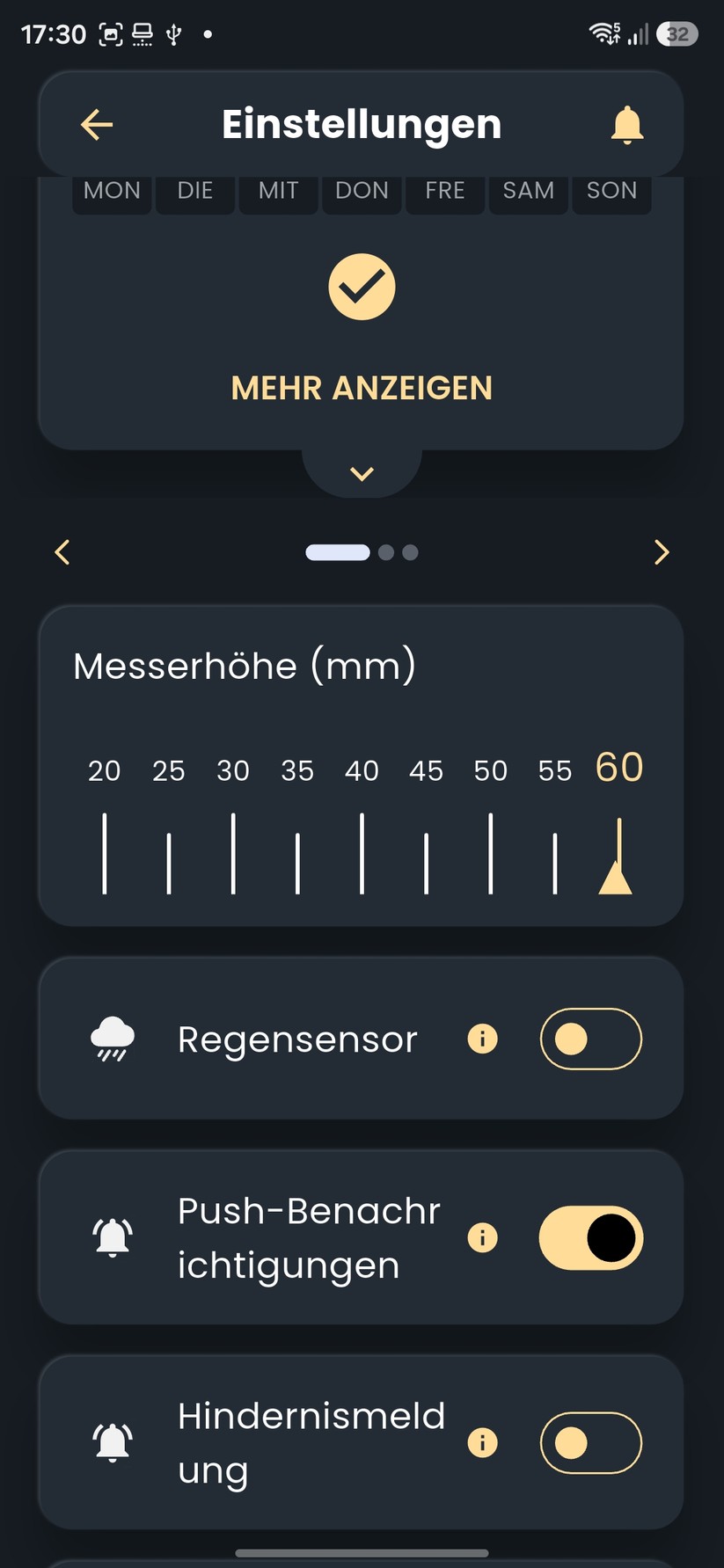 Der Funktionsumfang der App ist recht groß. Der A 6v verwaltet bis zu zehn Mähbereiche, zusätzlich sind bis zu 50 Sperrzonen vorgesehen. In der App lassen sich virtuelle Grenzen, Transferwege und Ausschlussbereiche anlegen.