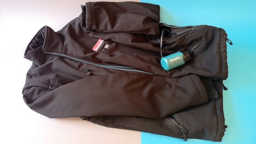 Eine Jacke die mit Hilfe eines Werkzeugakkus beheizt wird.