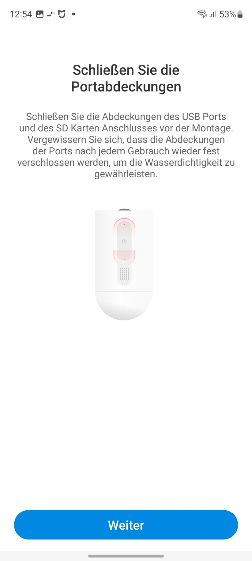 TP-Link C425: Das Set-up der Überwachungskamera erfolgt mit der Tapo-App, für die allerdings ein Konto erforderlich ist. Die App informiert dabei nicht nur die Funktionen der C425, sondern gibt auch Tipps zum Aufstellort.