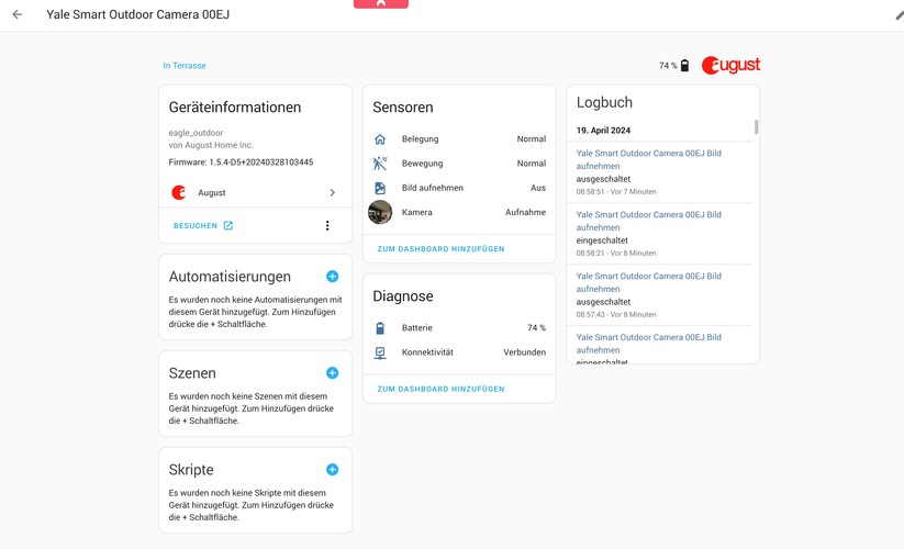 Yale Smart Outdoor Camera: Integration in Home Assistant